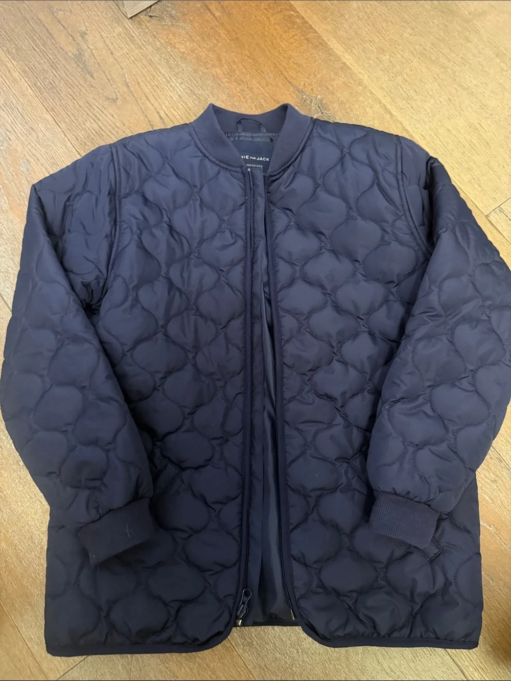 Janie and Jack Navy Quilted Bomber Jacket Kids Size 10-12 NWOT